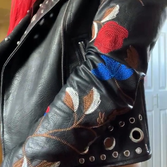 Faux leather Embroidered Jacket - Picture 2 of 4